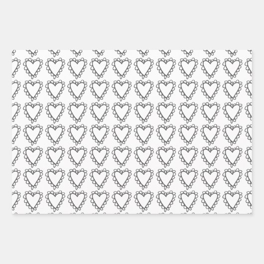 Zwart-witte doedelen harken schattig whimysisch pa inpakpapier vel (Voorkant)