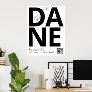 Zwart-witte Dog Argent Minimal Poster