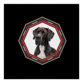 Zwart-Witte Dog Argentaal in een Rode Lijst Perfect Poster