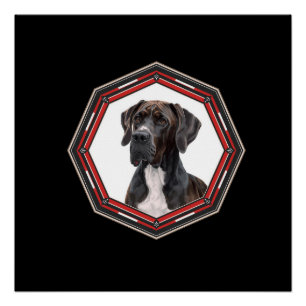 Zwart-Witte Dog Argentaal in een Rode Lijst Perfect Poster