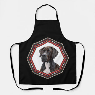 Zwart-Witte Dog Argenteuil In Een Rood Frame Schort