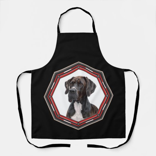 Zwart-Witte Dog Argenteuil In Een Rood Frame Schort (Voorkant)