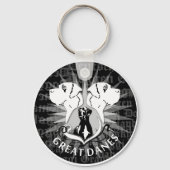 Zwart Witte Dog Coat Sleutelhanger (Voorkant)