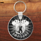 Zwart Witte Dog Coat Sleutelhanger (Voorkant)