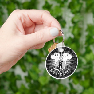 Zwart Witte Dog Coat Sleutelhanger