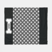 Zwart-witte dog en bot met naam fleece deken (Voorkant (Horizontaal))