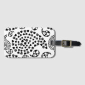 Zwart-witte dog en harten afdrukken van paisley bagagelabel (Voorkant (horizontaal))