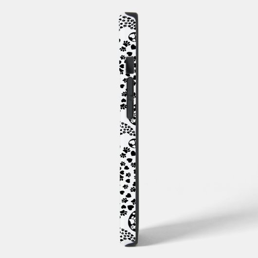 Zwart-witte dog en harten afdrukken van paisley Case-Mate iPhone case (Achterkant / Links)
