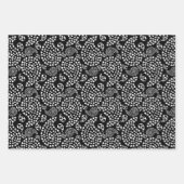 Zwart-witte dog en harten afdrukken van paisley inpakpapier vel (Voorkant 3)