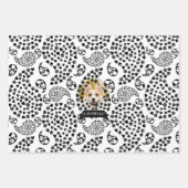Zwart-witte dog en harten afdrukken van paisley inpakpapier vel (Voorkant 3)