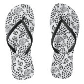 Zwart-witte dog en harten afdrukken van paisley teenslippers (Voetbed)