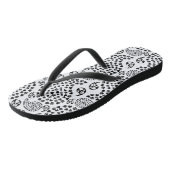 Zwart-witte dog en harten afdrukken van paisley teenslippers (Schuin)