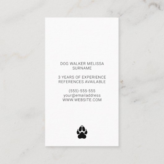 Zwart-witte dog en moderne hond-wal visitekaartje (Achterkant)
