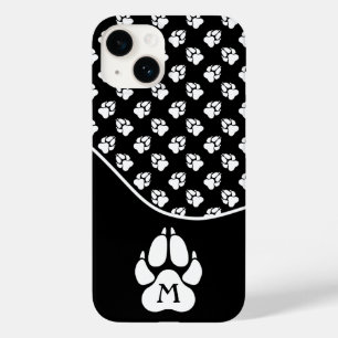 Zwart-witte dog met aangepaste monogram Case-Mate iPhone 14 hoesje