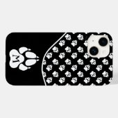 Zwart-witte dog met aangepaste monogram Case-Mate iPhone case (Achterkant (horizontaal))