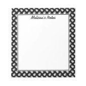 Zwart-witte dog schildert afdrukken met aangepaste notitieblok (Voorkant)