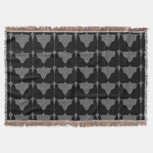 Zwart-witte dog Silhouette Throw Blanket Deken (Voorkant)