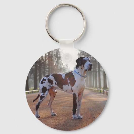 Zwart-witte Dog Sleutelhanger (Voorkant)