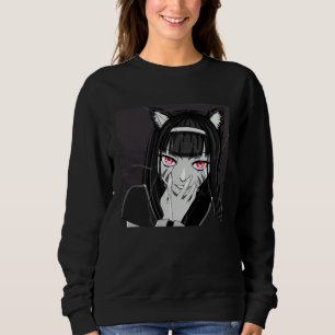 Zwart & Witte Donkere Boze Neko Kat Girl met een z Trui