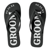 Zwart-witte douche flip flops voor de bruidegom (Voetbed)