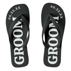 Zwart-witte douche Flip Flops voor de Bruidegom