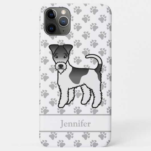 Zwart-witte draad Fox Terrier Cute Hond & Naam Case-Mate iPhone Case (Achterkant)