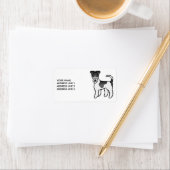 Zwart-witte draad Fox Terrier Cute Hond & Tekst Etiket (Insitu)