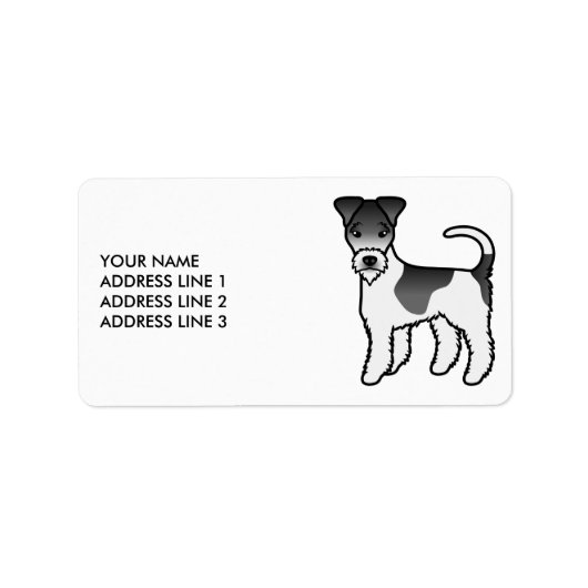 Zwart-witte draad Fox Terrier Cute Hond & Tekst Etiket (Voorkant)