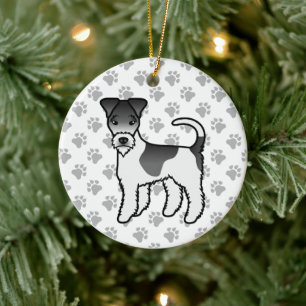 Zwart-Witte Draad Fox Terrier Schattige Cartoon Ho Keramisch Ornament
