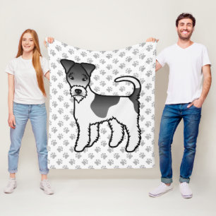 Zwart-witte draadharige vossen terrier cute cartoo fleece deken