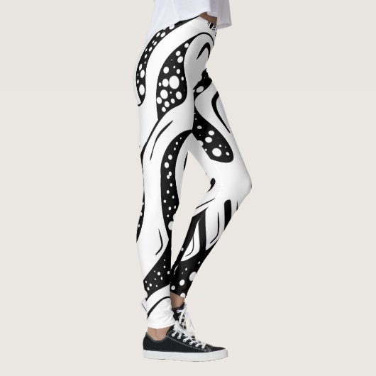 zwart-witte draaikolk leggings (Rechts)