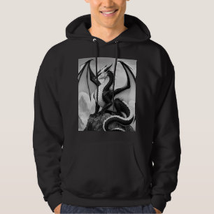Zwart-witte draak hoodie