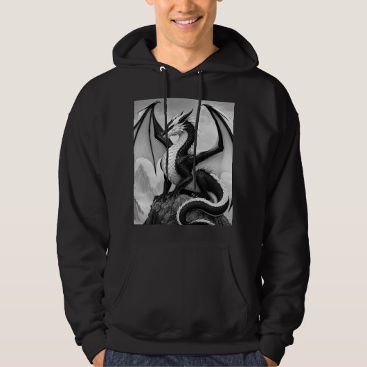 Zwart-witte draak hoodie (Voorkant)