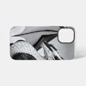 Zwart-witte draak iPhone hoesje (Achterkant horizontaal)