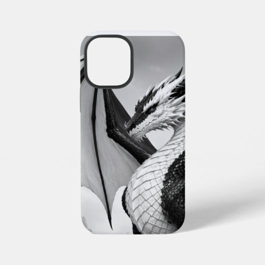 Zwart-witte draak iPhone hoesje (Achterkant)