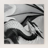 Zwart-witte draak legpuzzel (Horizontaal)