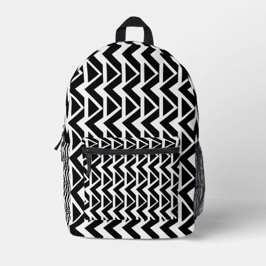 Zwart-witte driehoek Chevron Stripe Patroon Bedrukte Rugzak (Voorkant)