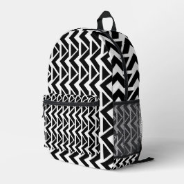 Zwart-witte driehoek Chevron Stripe Patroon Bedrukte Rugzak