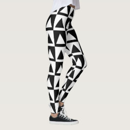 Zwart-witte driehoek geometrische retro leggings