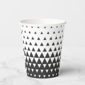 Zwart Witte Driehoek Patroon Geometrische Vormen Papieren Bekers (Achterkant)
