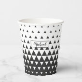 Zwart Witte Driehoek Patroon Geometrische Vormen Papieren Bekers (Voorkant)