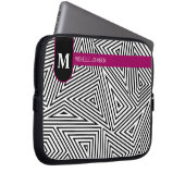 Zwart Witte Driehoek Patroon Laptop Hoes (Voorkant Rechts)