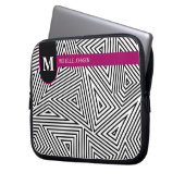 Zwart Witte Driehoek Patroon Laptop Hoes (Voorkant Links)