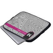 Zwart Witte Driehoek Patroon Laptop Hoes (Voorkant onderkant)