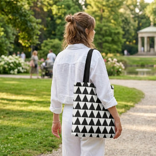 Zwart witte driehoeken cool moderne boodschappenta tote bag