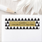 Zwart & Witte Driehoeken & Goud Glamour Chic Etiket (Insitu)