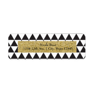 Zwart & Witte Driehoeken & Goud Glamour Chic Etiket