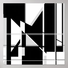 Zwart-witte driehoeken in Abstract labyrint ontwer Poster