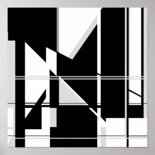 Zwart-witte driehoeken in Abstract labyrint ontwer Poster