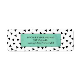 Zwart-witte driehoeken met blauwe Waterverf Etiket